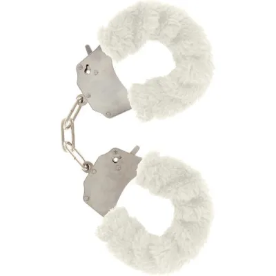 Menottes en fourrure blanche avec chaîne - Toyjoy