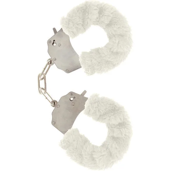 Menottes en fourrure blanche avec chaîne - Toyjoy