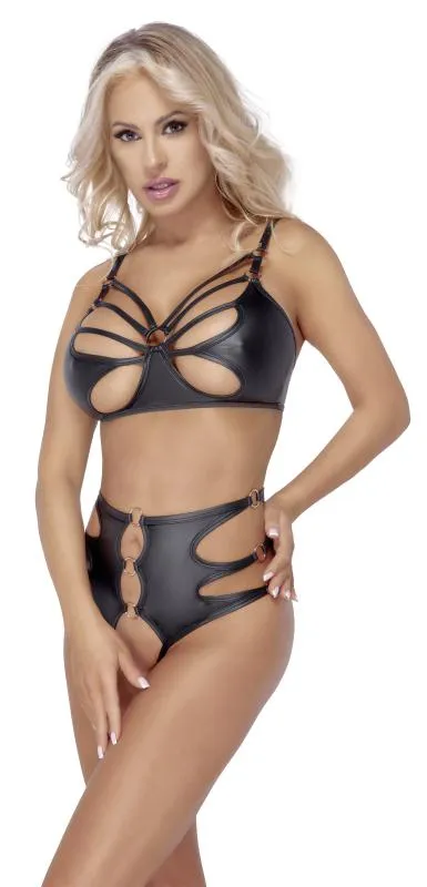Cottelli LINGERIE – Soft Bra & String Ouvert Set – Noir