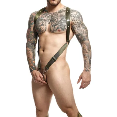 Harnais Masculin Croisé Dungeon Vert Taille Unique - MOB