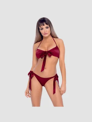 Maillot de Bain 2 Pièces Noeuds Bordeaux