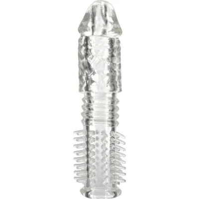 Étui pénien texturé en silicone transparent - Seven Creations