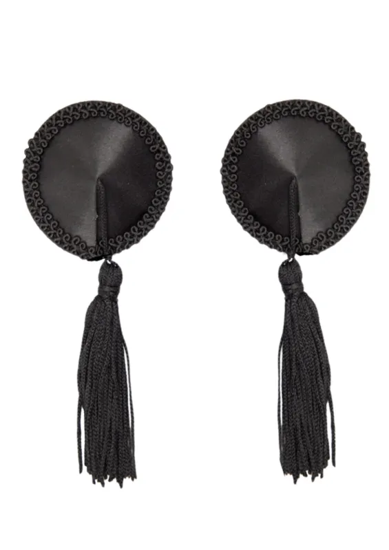 Cache-Tétons Satin avec Pompon NIPPLE COUTURE Noir