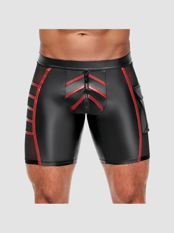Short rayures wetlook noir & rouge