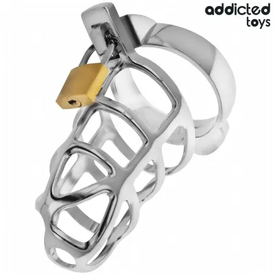 Cage de Chasteté Addicted Toys Locked Métal Argent M