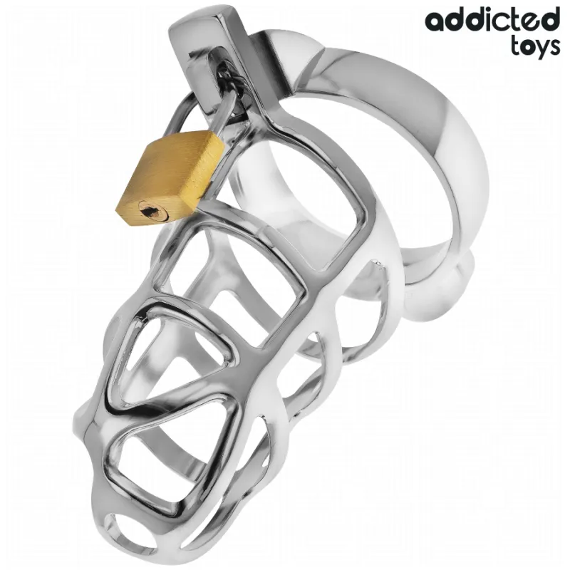 Cage de Chasteté Addicted Toys Locked Métal Argent M