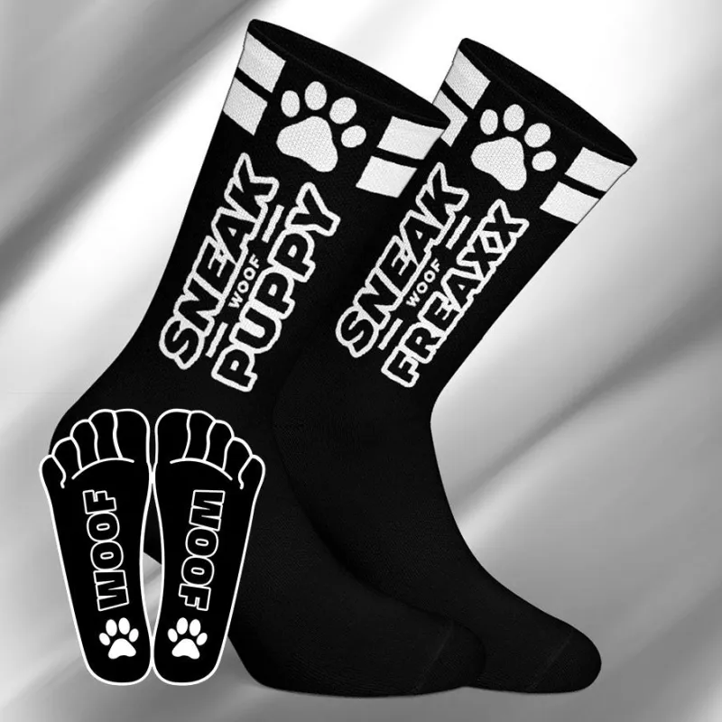 SneakFreaxx Chaussettes SNEAK PUPPY Noir-Blanc