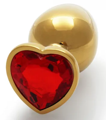 Plug Bijou anal HEART GEM M 7 x 3.3cm Doré-Rouge