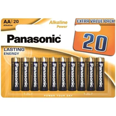 Piles AA alcalines LR6 blister de 20 - Panasonic