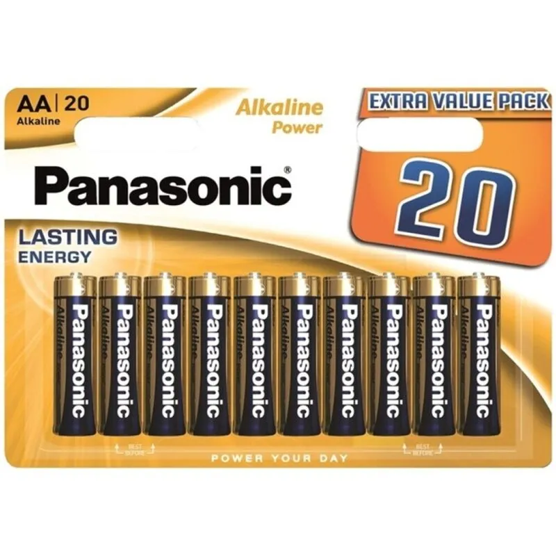 Piles AA alcalines LR6 blister de 20 - Panasonic
