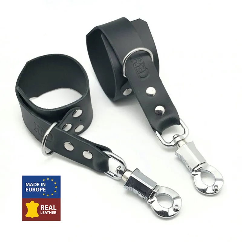 Menottes Cuir Mousqueton Anti-panique