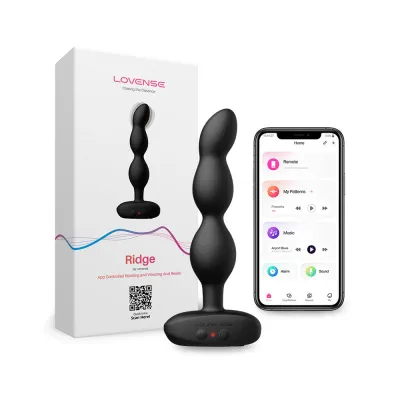 Perles anales vibrantes et rotatives connectées Ridge Lovense - 14,7 cm