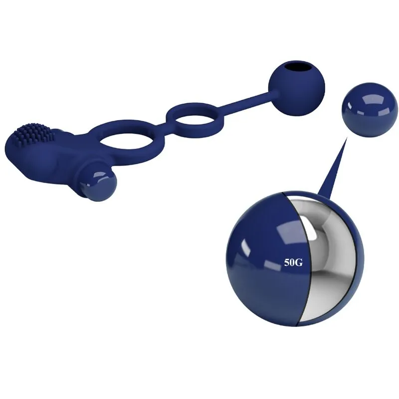 Anneau Pénien Vibrant Remington Double Stimulation Bleu - Pretty Love