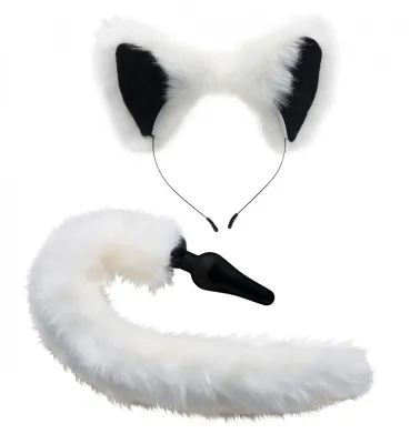 Ensemble de queue et oreilles de renard blanches