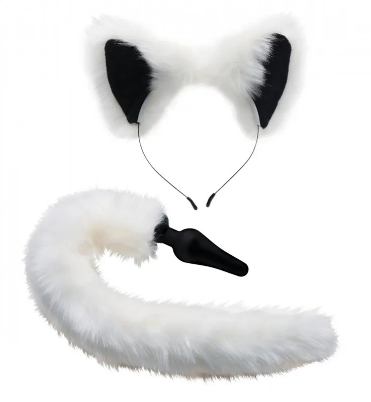 Ensemble de queue et oreilles de renard blanches