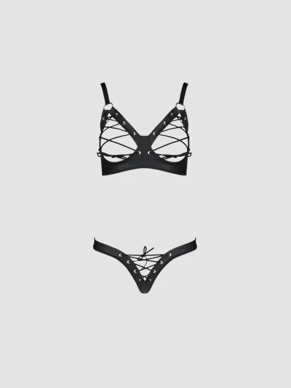 Ensemble 2 Pièces Ouvert Celine Leather Collection Noir
