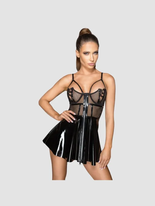 Robe Bustier Vinyle Noire