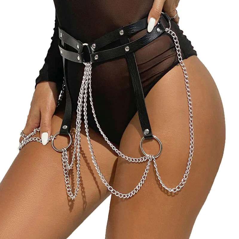 Ceinture Chaîne Cuir Noir Taille Unique - Subblime