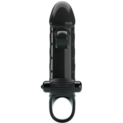 Gaine de pénis vibrante avec anneau testiculaire noire - Romance