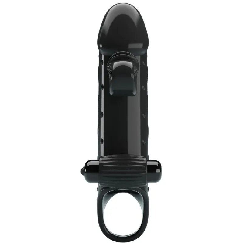 Gaine de pénis vibrante avec anneau testiculaire noire - Romance