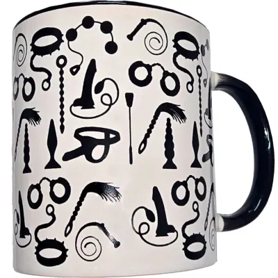 Mug bondage blanc anse noire 370ml - Diablo Picante