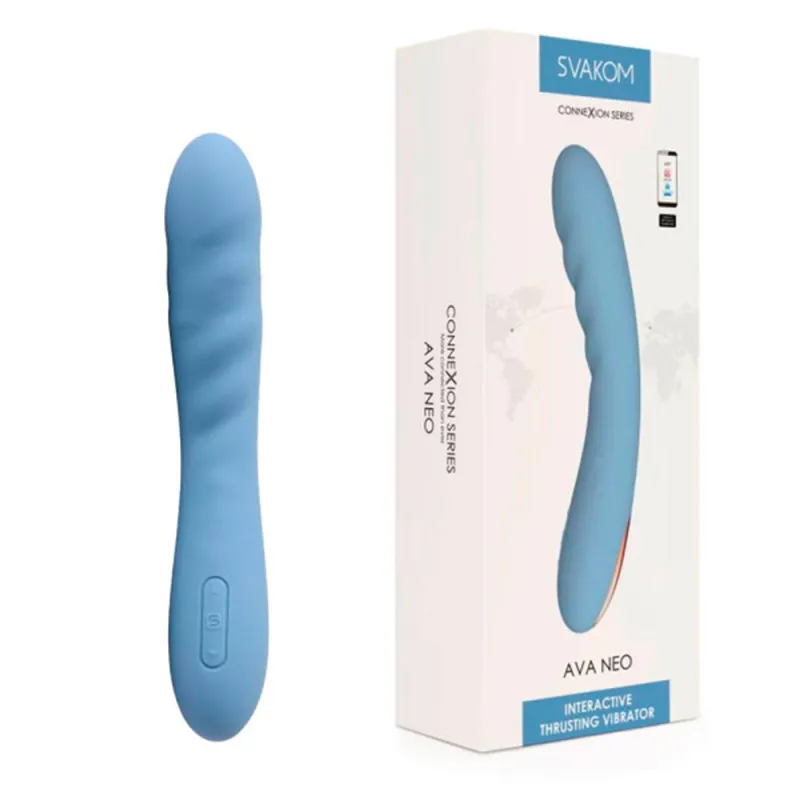 Vibromasseur va-et-vient connecté Ava Neo Svakom - 3,30 cm Bleu clair