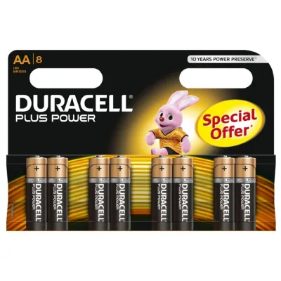 Piles alcalines AA LR6 Plus Power pack de 8 - Duracell
