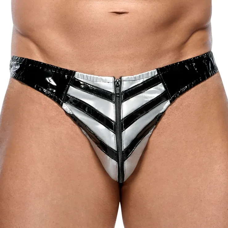 Slip sexy VINYL RAFT Noir-Argenté