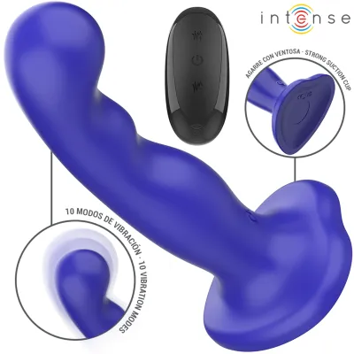 Vibromasseur Shorty Bleu avec Ventouse et Télécommande - Intense