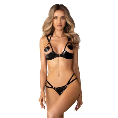 Obsessive Keira Lise Ensemble Lingerie Ouvert 2 Pièces Noir S/M