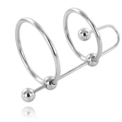 Anneau Cockring Double Metal Hard avec Butée Urétrale