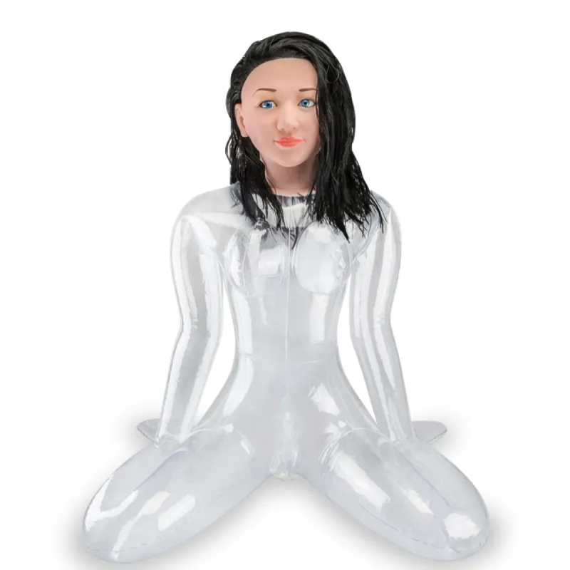 Poupée gonflable assise transparente Elodie