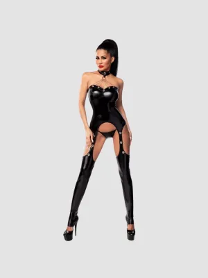 Combinaison porte-jarretelles effet collier 18285 wetlook noir