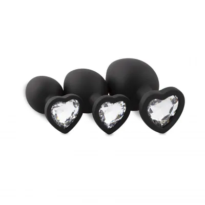 Ensemble de plugs anaux en silicone avec diamant - Coeur