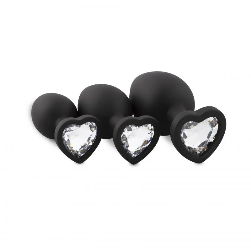 Ensemble de plugs anaux en silicone avec diamant - Coeur