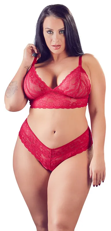 Cottelli Collection - Ensemble soutien-gorge en dentelle avec entrejambe ouvert
