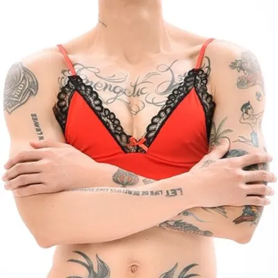 NoGenderWear Soutien-Gorge LACE BORDER Rouge-Noir