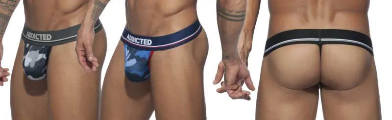 Addicted Pack 3 Thongs CAMO Mesh Push Up