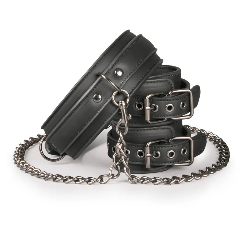 Easytoys Fetish - - Collier en cuir avec menottes - Noir