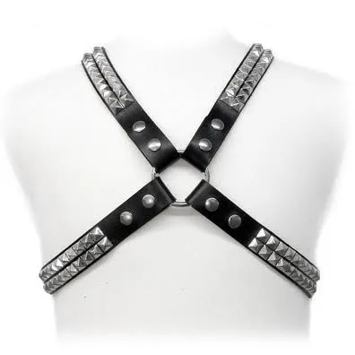 Harnais Cuir Leather Body Clous Pyramidaux Homme S-XL