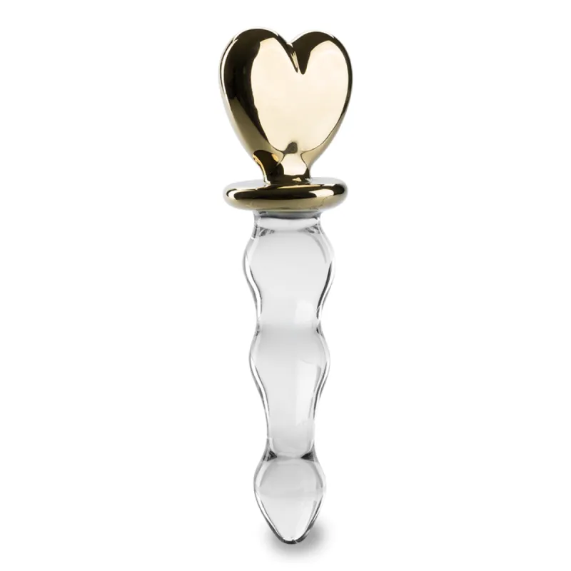 Gode godemichet en verre Golden Heart gode vaginal ou anal homme ou femme -
