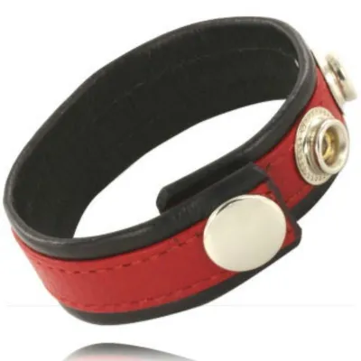 Cockring en cuir Leather Body rouge et noir - Metal Hard