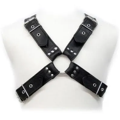Harnais BDSM Cuir Ajustable Boucles Homme S-XL