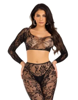 Leg Avenue - Crop Top & Leggings Sans Pied - Noir