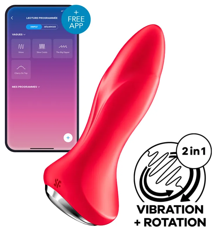 Plug vibrant connecté ROTATOR 1 Satisfyer 10 x 4cm Rouge