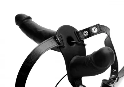 XR Brands - Double gode ceinture vibrant - Noir