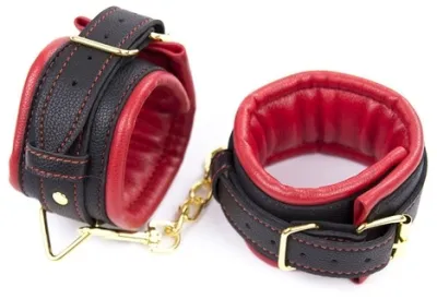 Menottes de poignets rembourrées THICKEN Noir-Rouge
