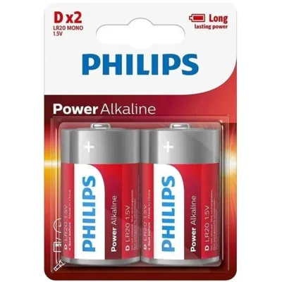 Philips - pile alcaline power d lr20 blister*2