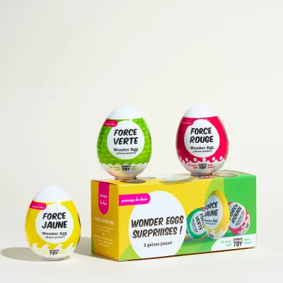 Boîte de 3 Œufs de masturbation surprise Wonder Eggs - 6,8 x 5 cm