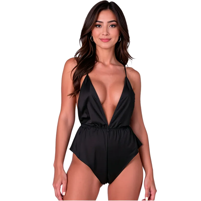 Body Satiné Sensie Noir L/XL - Passion